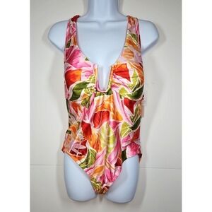 Dorina Swim Women's Tropical Colorful One Piece Swimsuit with Sarong Size XL NWT
